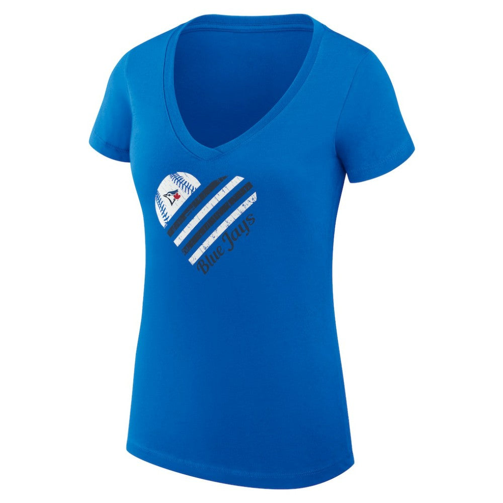 Toronto Blue Jays G-III 4Her by Carl Banks Women's Super-Slim Fit Lightweight Heart V-Neck T-Shirt - Royal T-shirts