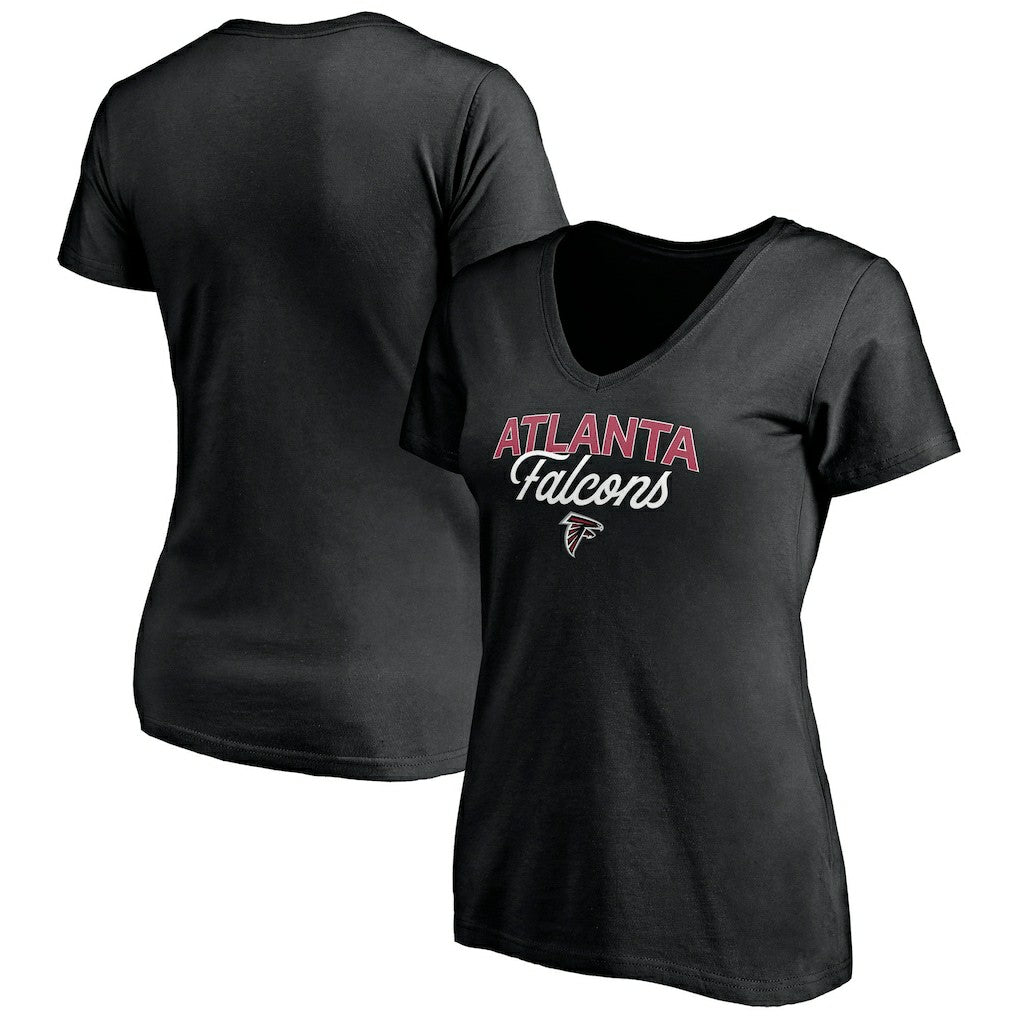 Atlanta Falcons Women's Depth Chart V-Neck T-Shirt Black