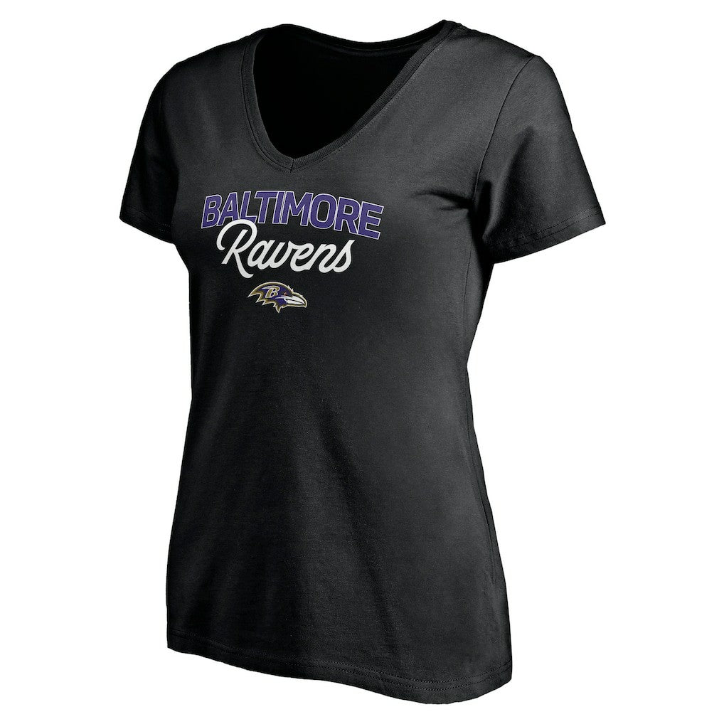 Baltimore Ravens Women's Depth Chart V-Neck T-Shirt Black