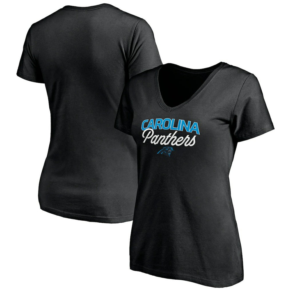 Carolina Panthers Women's Depth Chart V-Neck T-Shirt Black