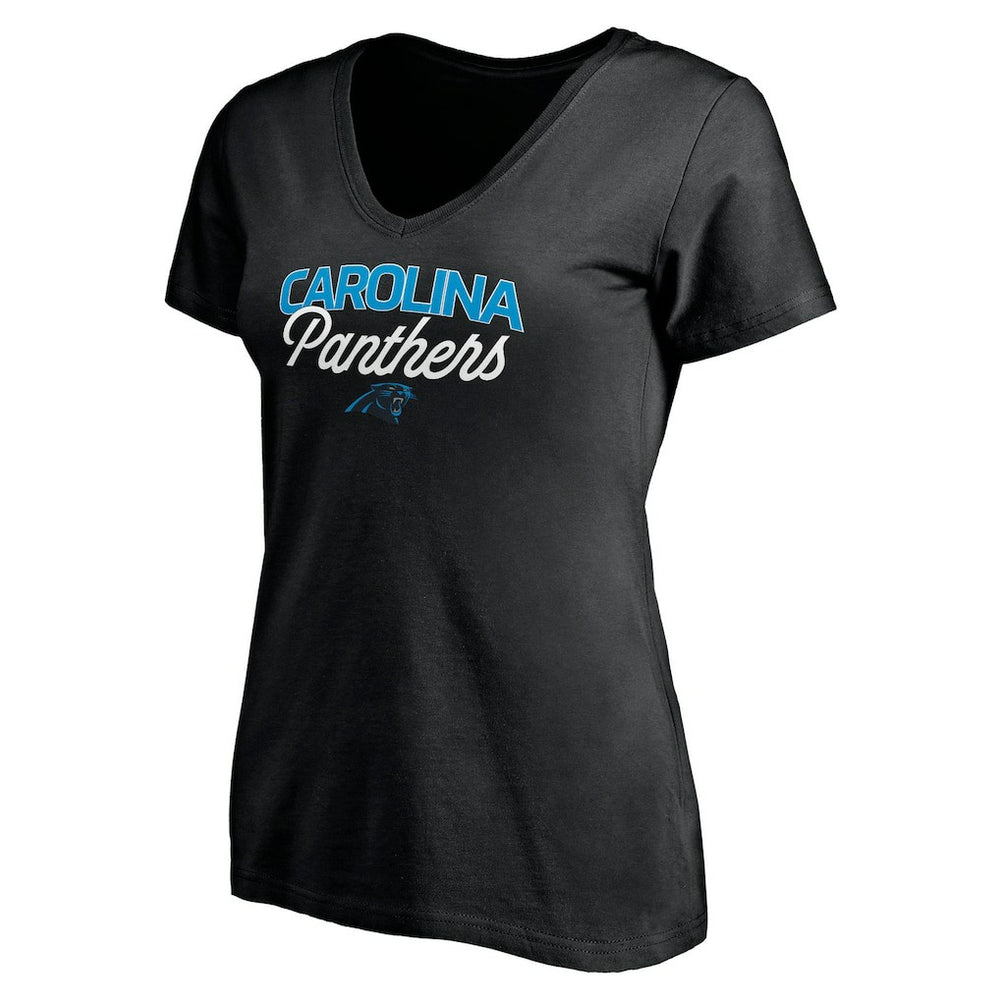 Carolina Panthers Women's Depth Chart V-Neck T-Shirt Black