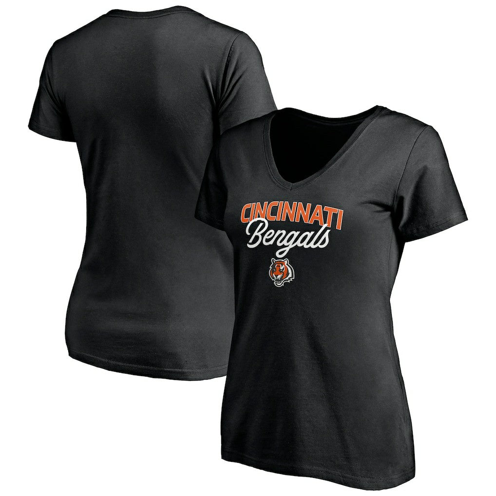 Cincinnati Bengals Women's Depth Chart V-Neck T-Shirt Black