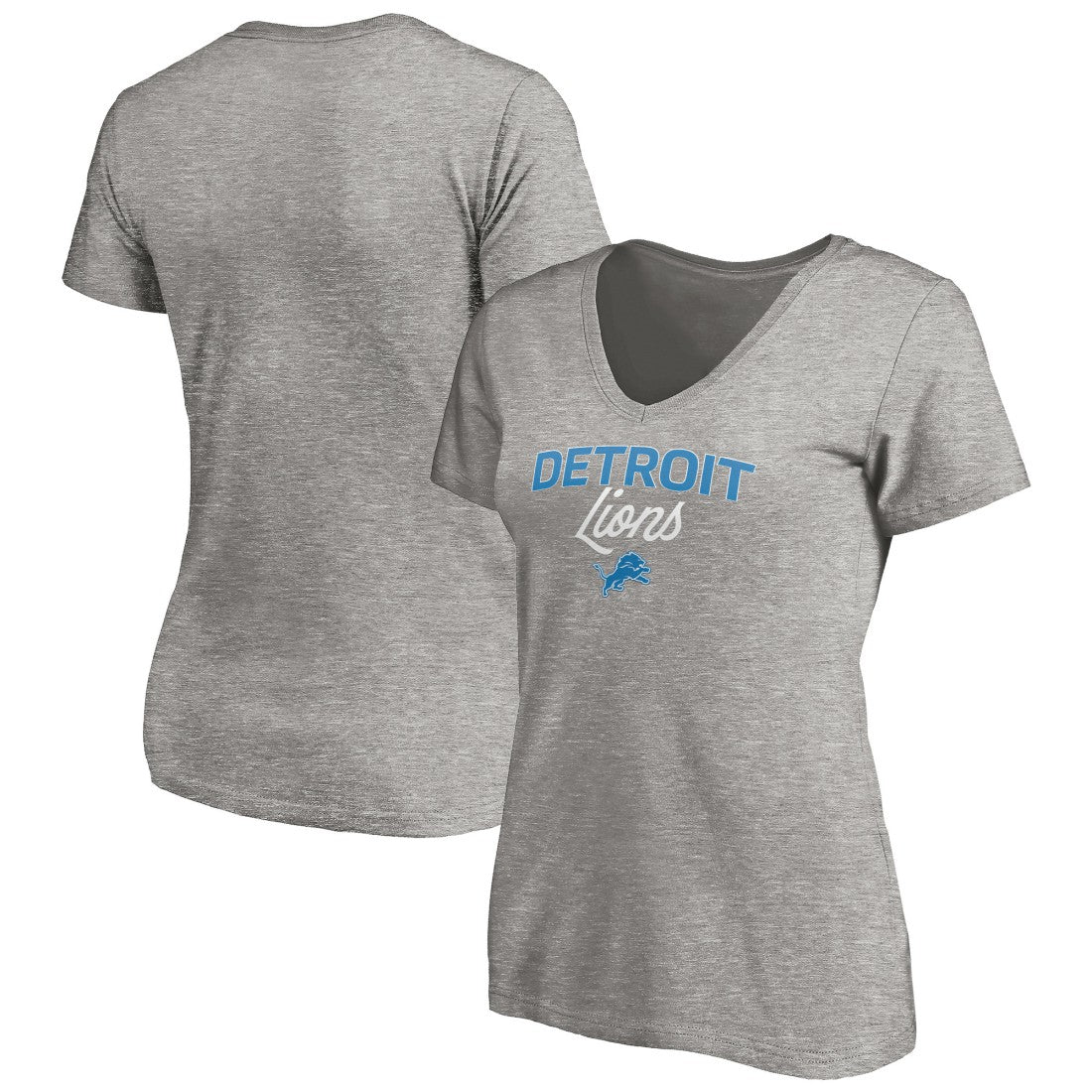 Detroit Lions Women's Depth Chart V-Neck T-Shirt Gray