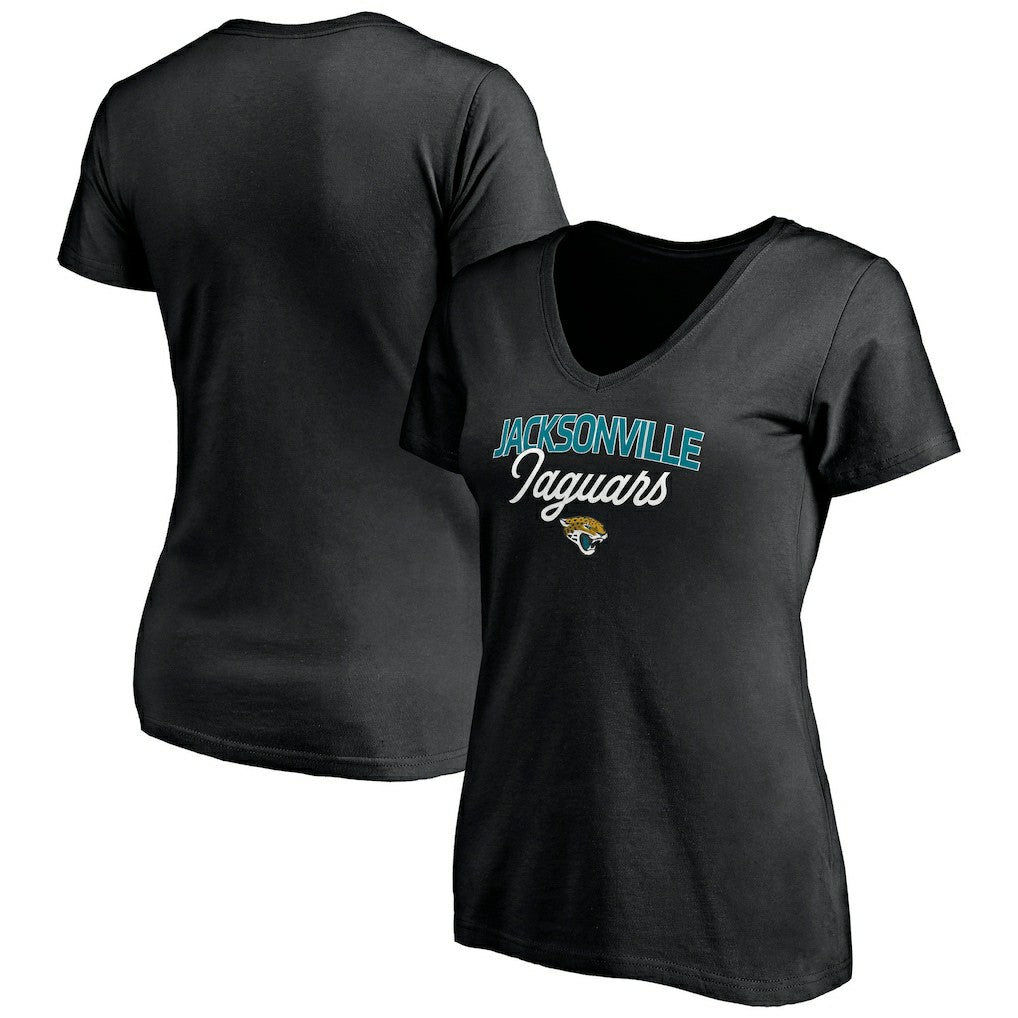 Jacksonville Jaguars Women's Depth Chart V-Neck T-Shirt Black