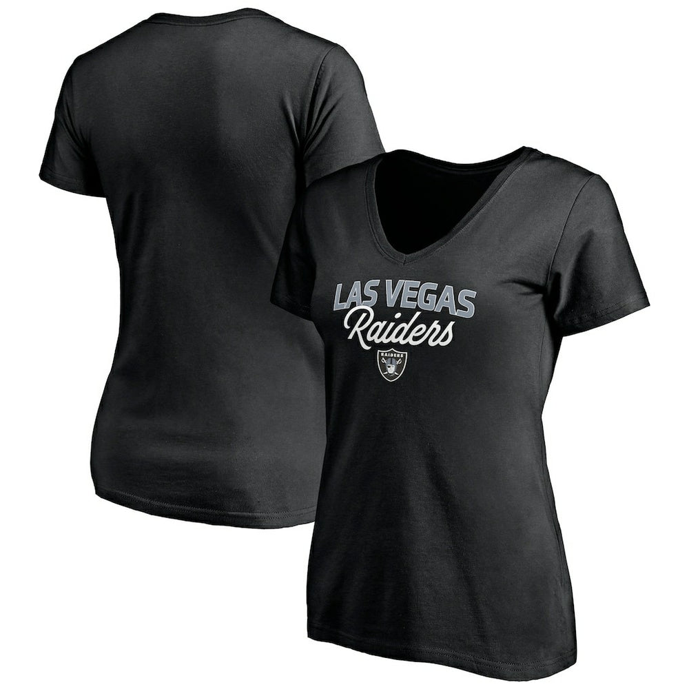 Las Vegas Raiders Women's Depth Chart V-Neck T-Shirt Black