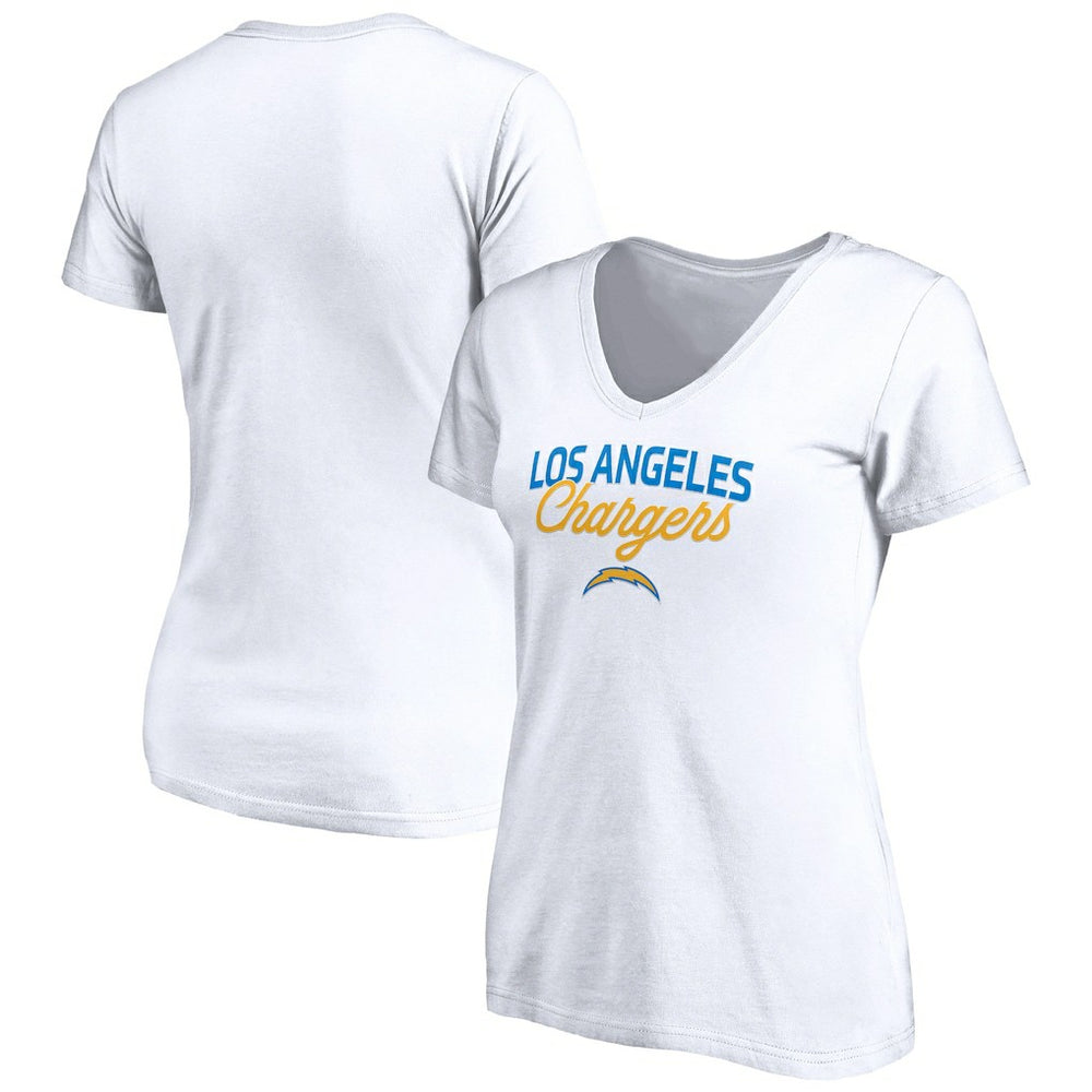 Los Angeles Chargers Women's Depth Chart V-Neck T-Shirt White