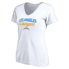 Los Angeles Chargers Women's Depth Chart V-Neck T-Shirt White