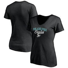 Philadelphia Eagles Women's Depth Chart V-Neck T-Shirt Black