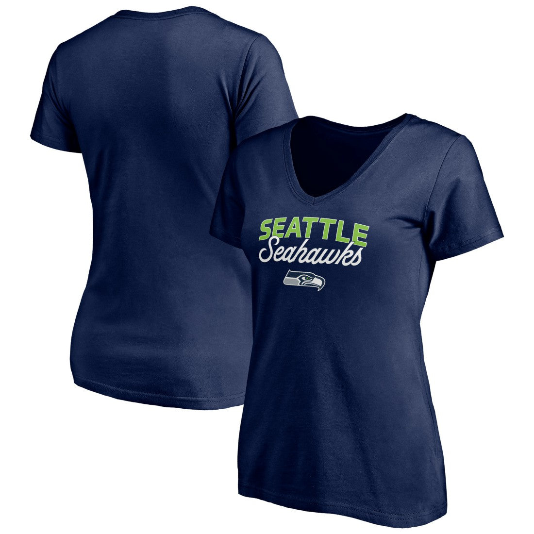 Seattle Seahawks Women's Depth Chart V-Neck T-Shirt College Navy