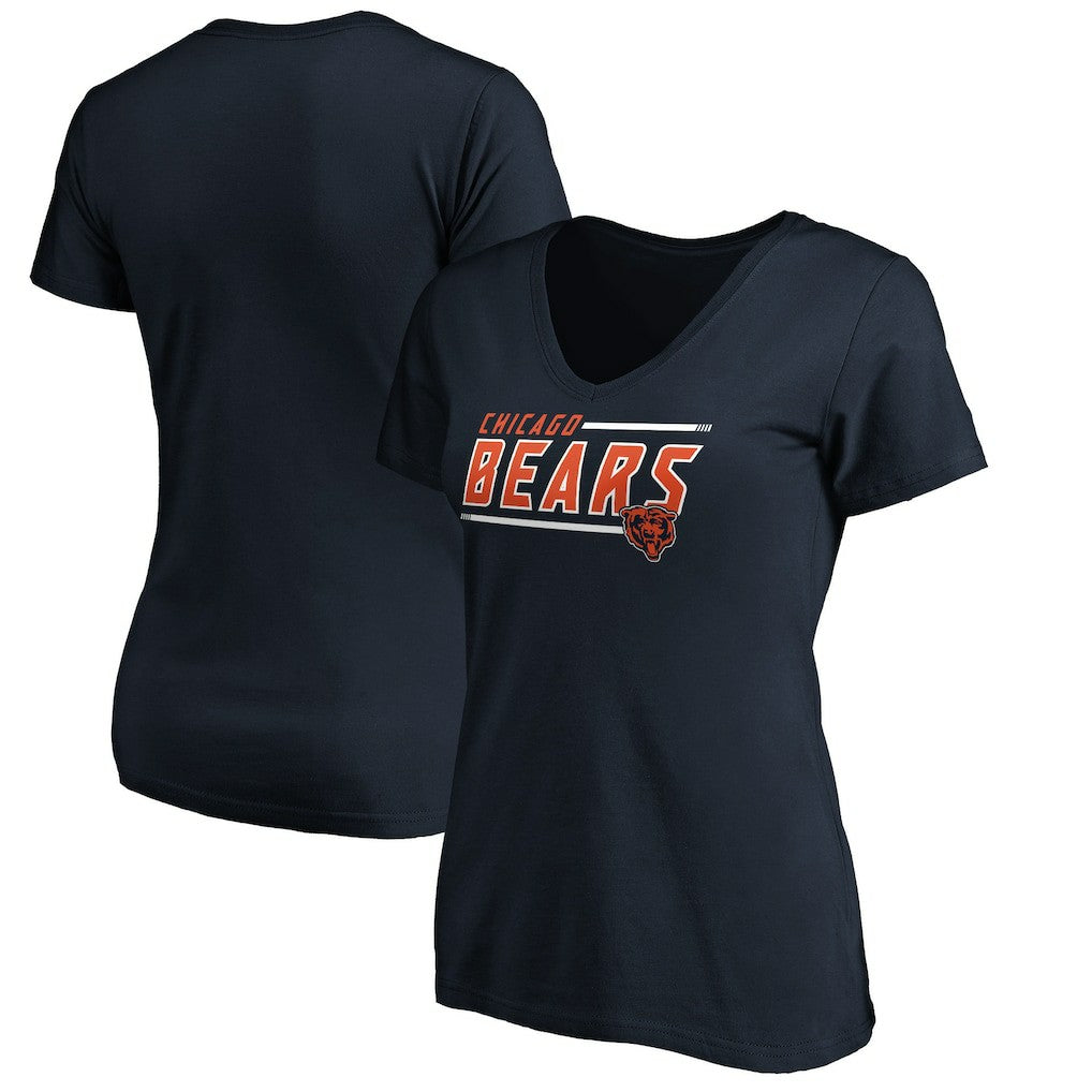 Chicago Bears Women's Mascot In Bounds V-Neck T-Shirt Navy