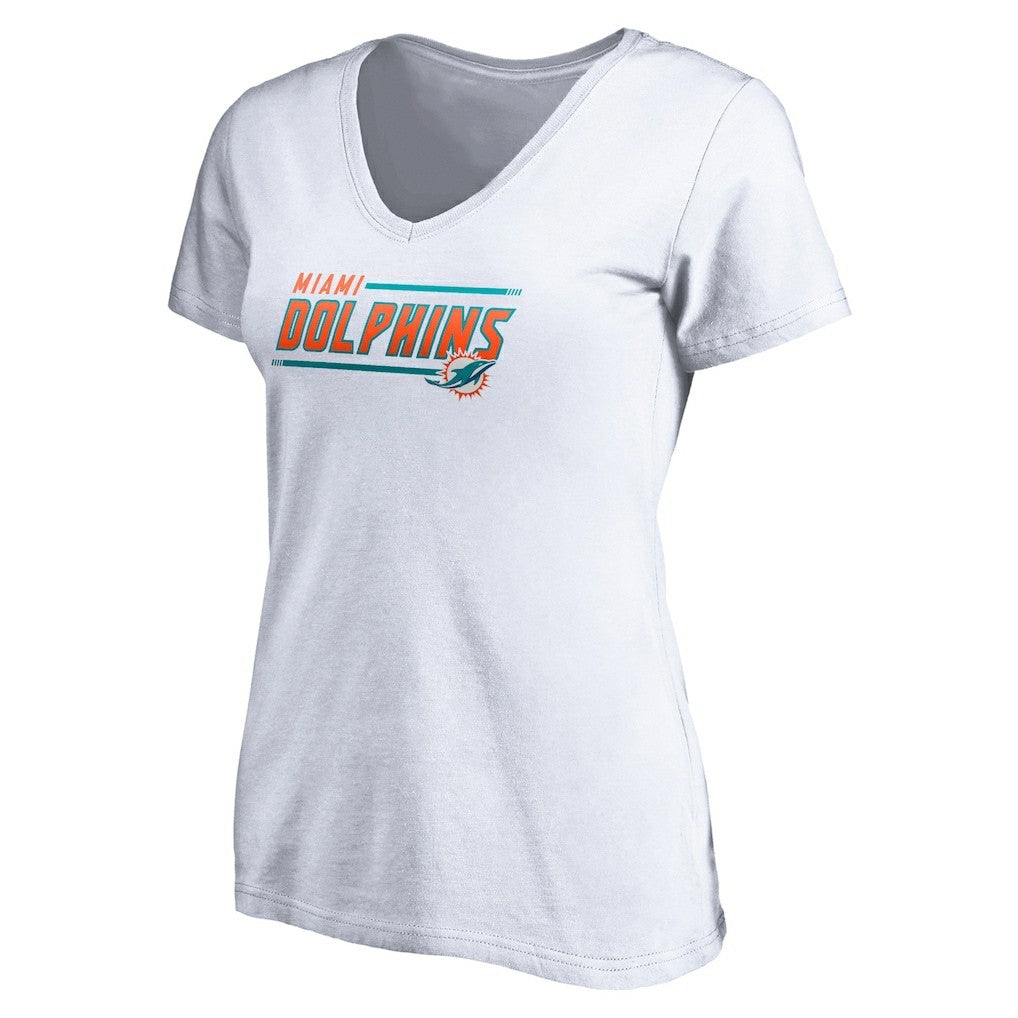 Miami Dolphins Women's Mascot In Bounds V-Neck T-Shirt White