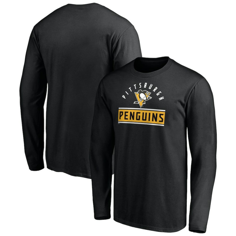 NHL Pittsburgh Penguins Team Arch Knockout Long Sleeve T-Shirt - Black