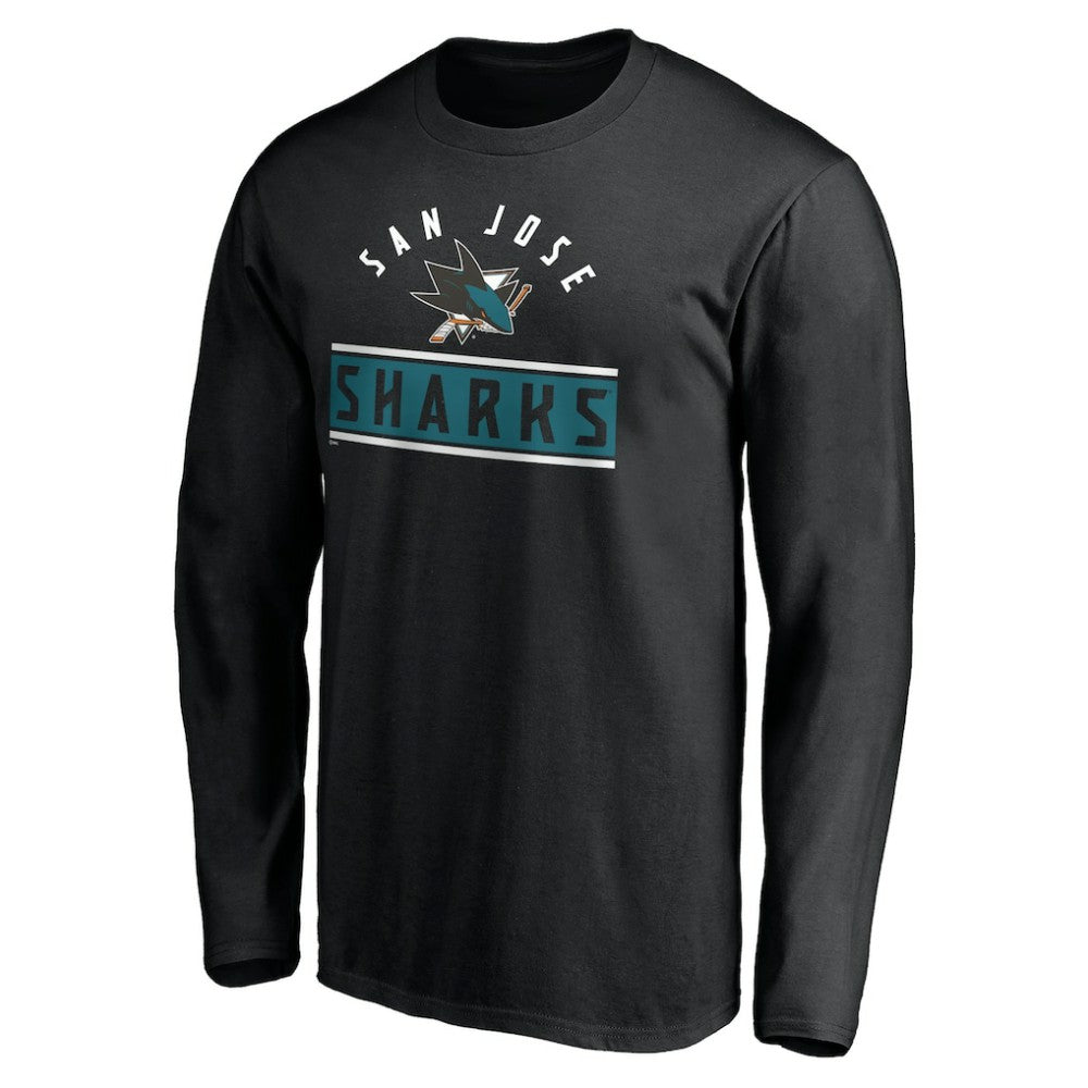 NHL San Jose Sharks Team Arch Knockout Long Sleeve T-Shirt - Black