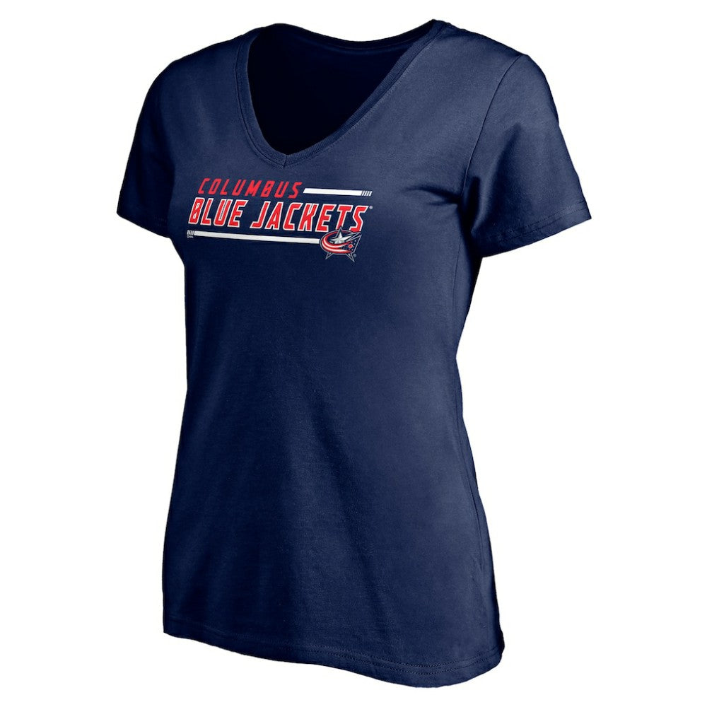 NHL Columbus Blue Jackets Women's Mascot In Bounds V-Neck T-Shirt - Navy