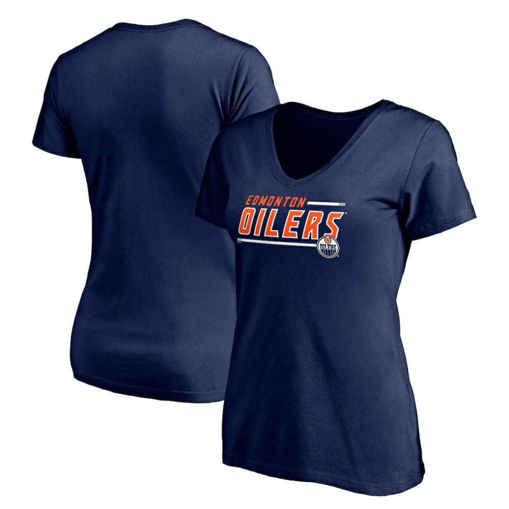 NHL Edmonton Oilers Women's Mascot In Bounds V-Neck T-Shirt - Navy
