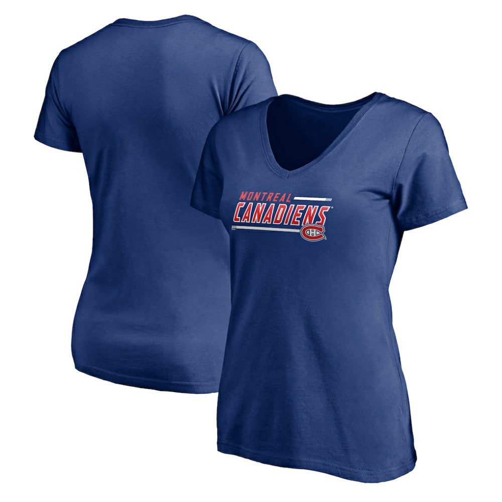 NHL Montreal Canadiens Women's Mascot In Bounds V-Neck T-Shirt - Blue