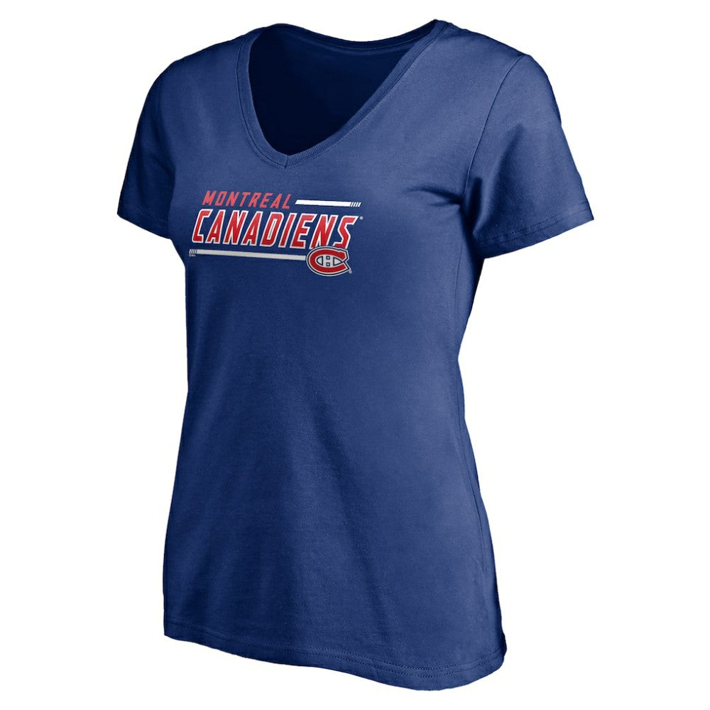 NHL Montreal Canadiens Women's Mascot In Bounds V-Neck T-Shirt - Blue