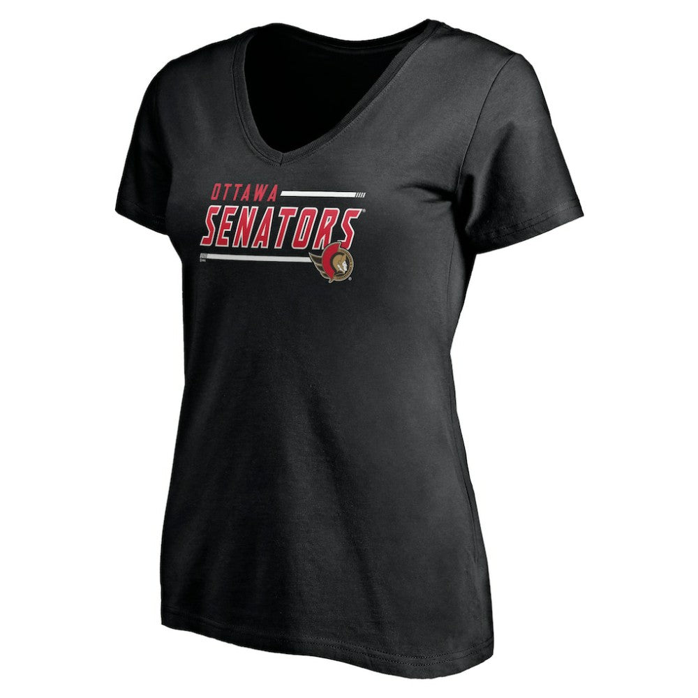 NHL Ottawa Senators Women's Mascot In Bounds V-Neck T-Shirt - Black