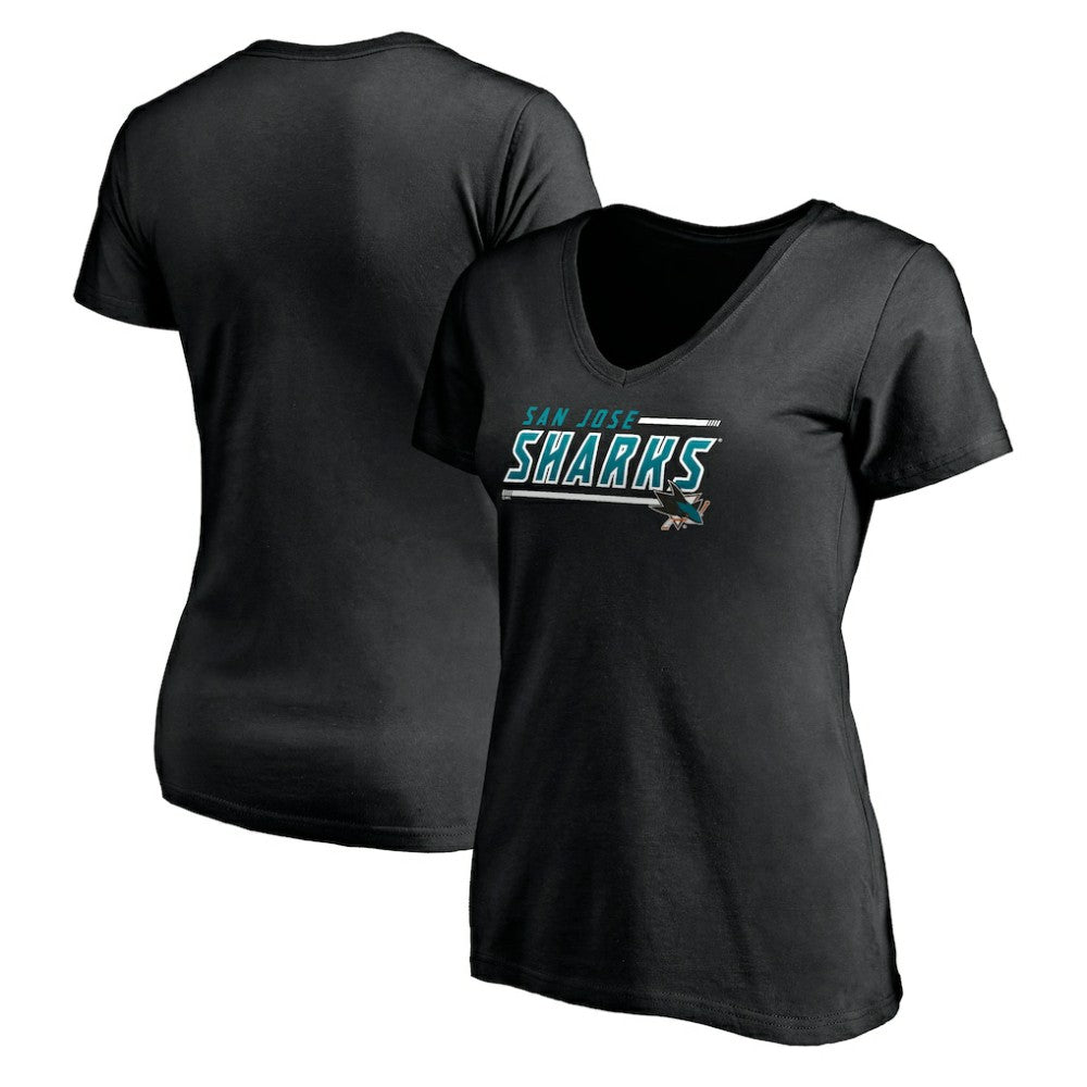 NHL San Jose Sharks Women's Mascot In Bounds V-Neck T-Shirt - Black