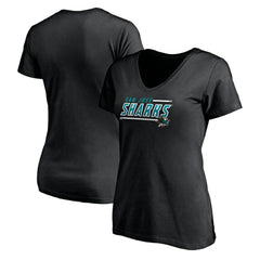 NHL San Jose Sharks Women's Mascot In Bounds V-Neck T-Shirt - Black