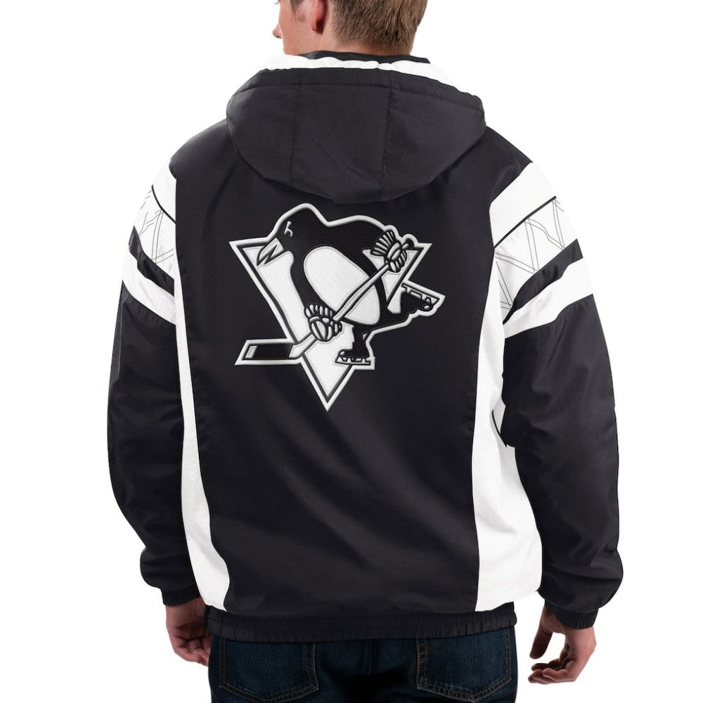 NHL Pittsburgh Penguins Starter x NHL Black Ice Home Team Half-Zip Pullover Hoodie - Black/White