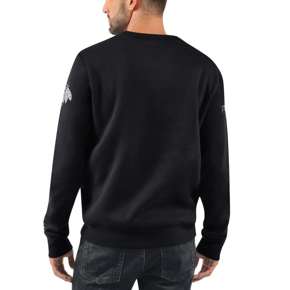 NHL Chicago Blackhawks Starter x NHL Black Ice Cross Check Pullover Sweatshirt - Black