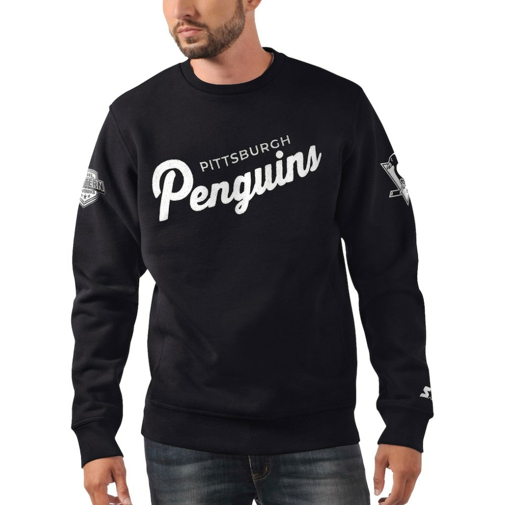 NHL Pittsburgh Penguins Starter x NHL Black Ice Cross Check Pullover Sweatshirt - Black
