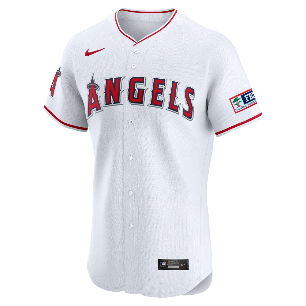 Los Angeles Angels Nike Home Elite Patch Jersey - White Jerseys