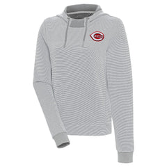 Cincinnati Reds Antigua Women's Axe Bunker Tri-Blend Pullover Hoodie - Gray/White Hoodies
