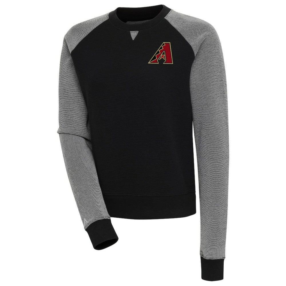 Arizona Diamondbacks Antigua Women's Flier Bunker Tri-Blend Pullover Sweatshirt - Black/White Pullover