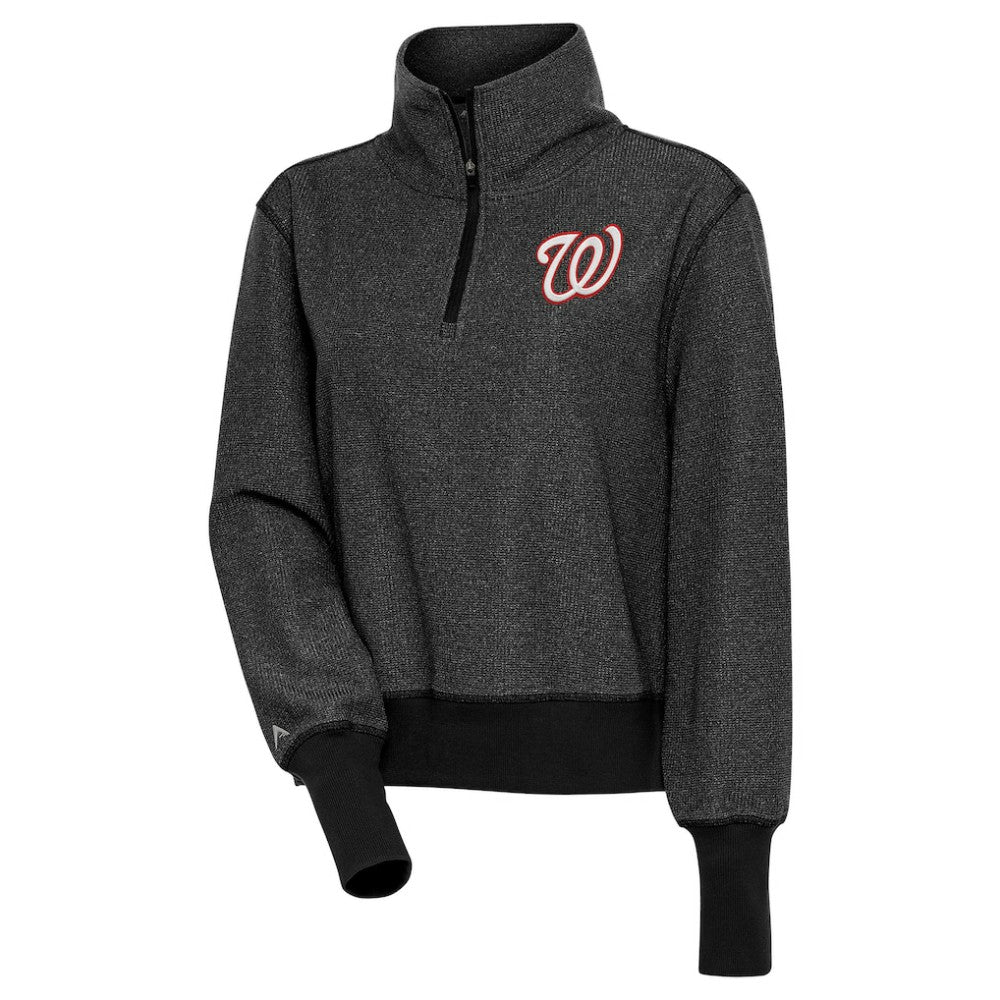 Washington Nationals Antigua Women's Upgrade Half-Zip Pullover Top - Heather Black Pullover