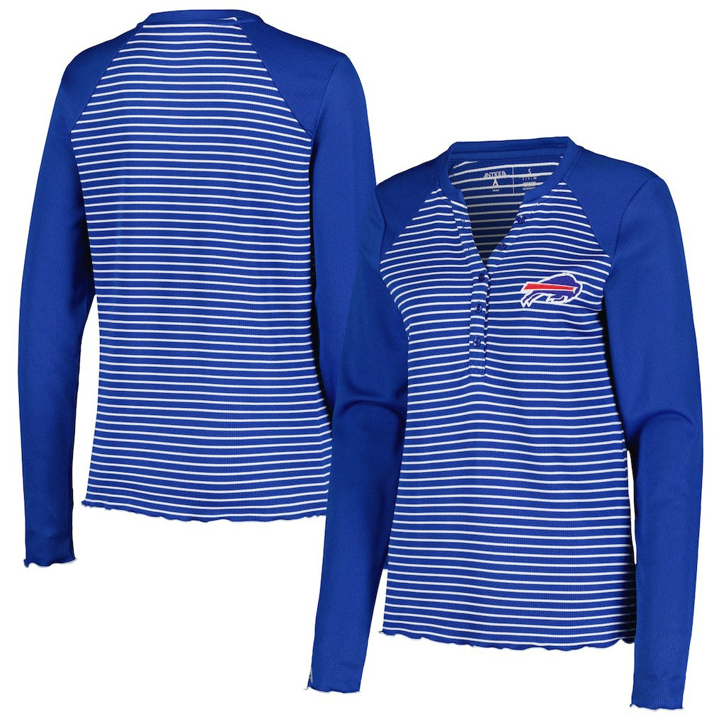 Buffalo Bills Antigua Women's Maverick Waffle Henley Long Sleeve T-Shirt Royal