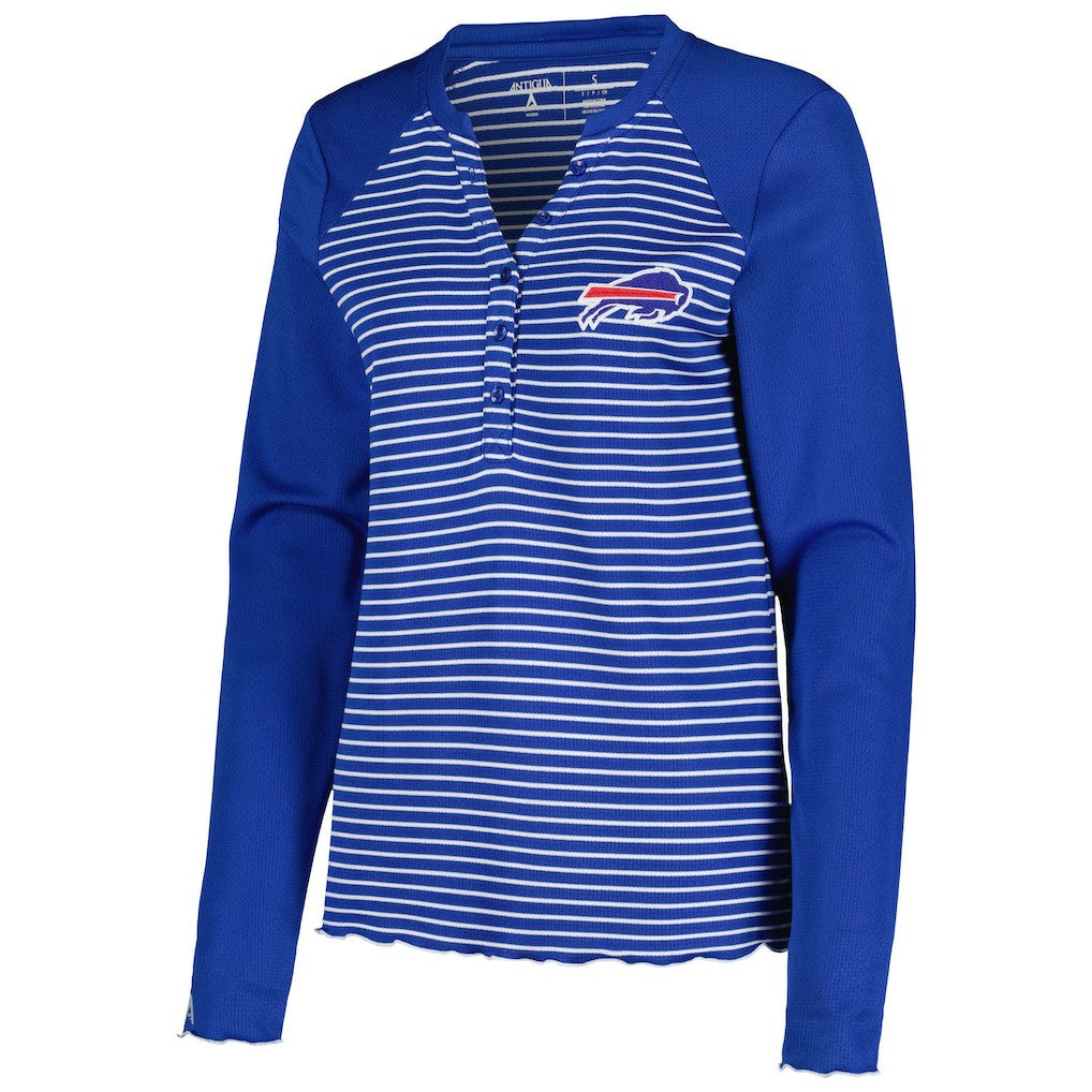 Buffalo Bills Antigua Women's Maverick Waffle Henley Long Sleeve T-Shirt Royal