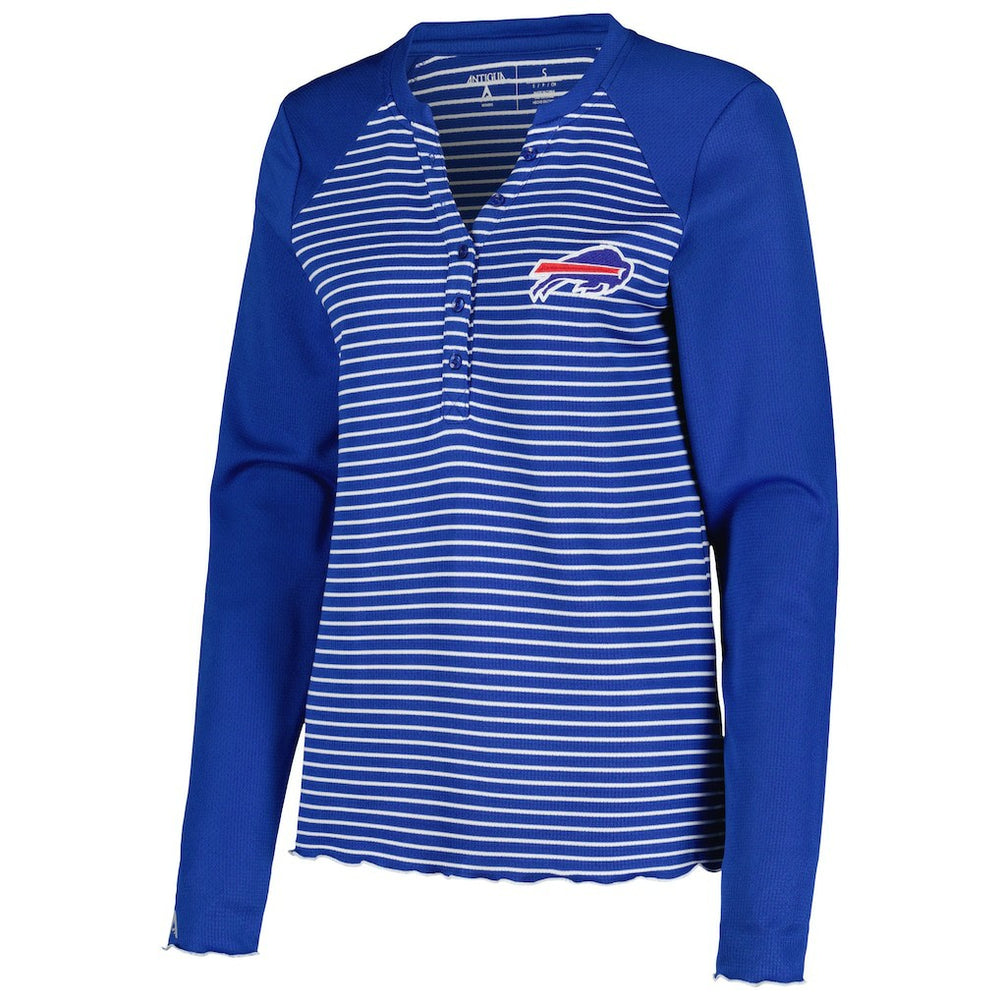 Buffalo Bills Antigua Women's Maverick Waffle Henley Long Sleeve T-Shirt Royal