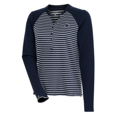 Dallas Cowboys Antigua Women's Maverick Waffle Henley Long Sleeve T-Shirt Navy