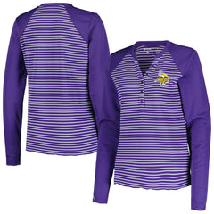 Minnesota Vikings Antigua Women's Maverick Waffle Henley Long Sleeve T-Shirt Purple