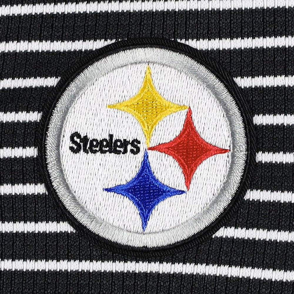 Pittsburgh Steelers Antigua Women's Maverick Waffle Henley Long Sleeve T-Shirt Black