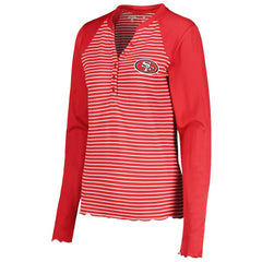 San Francisco 49ers Antigua Women's Maverick Waffle Henley Long Sleeve T-Shirt Scarlet