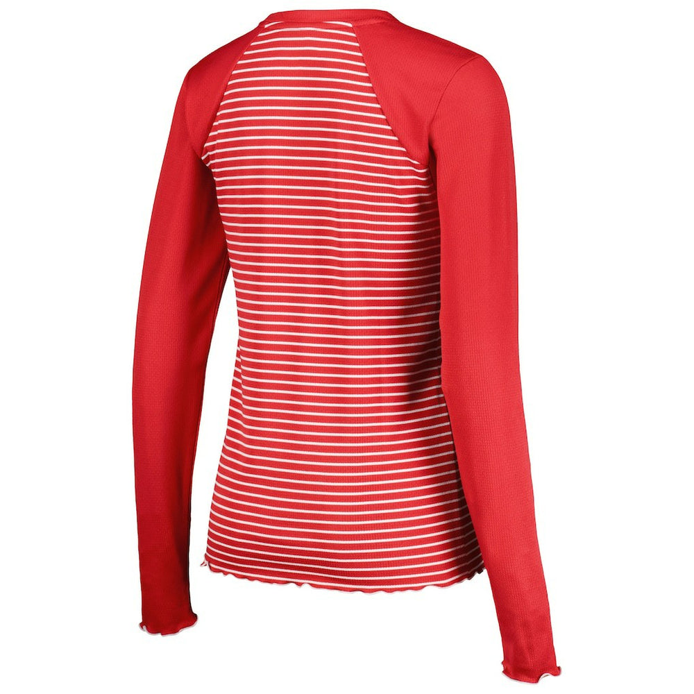San Francisco 49ers Antigua Women's Maverick Waffle Henley Long Sleeve T-Shirt Scarlet