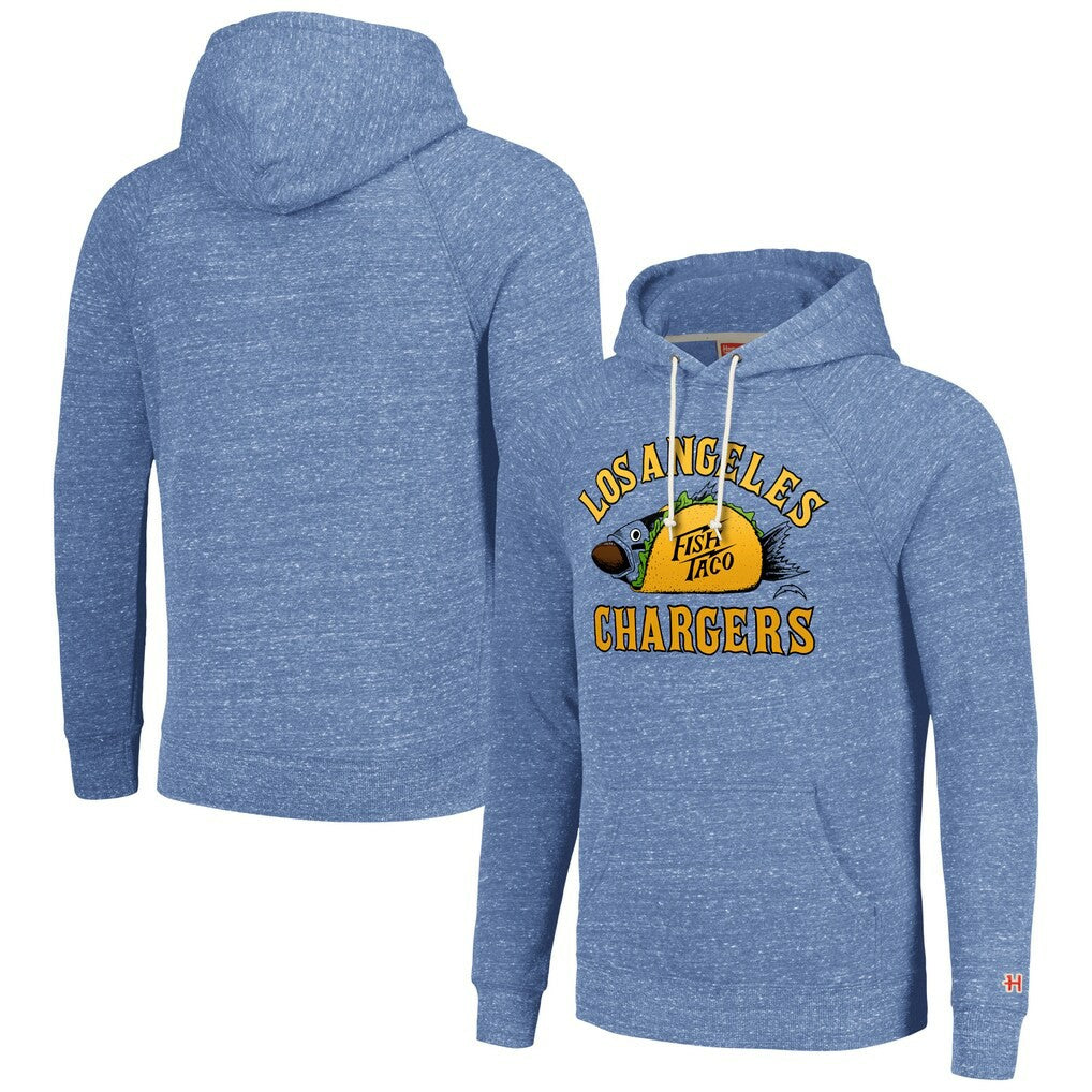 Los Angeles Chargers Homage Unisex NFL x Guy Fieri’s Flavortown Tri-Blend Pullover Hoodie Light Blue