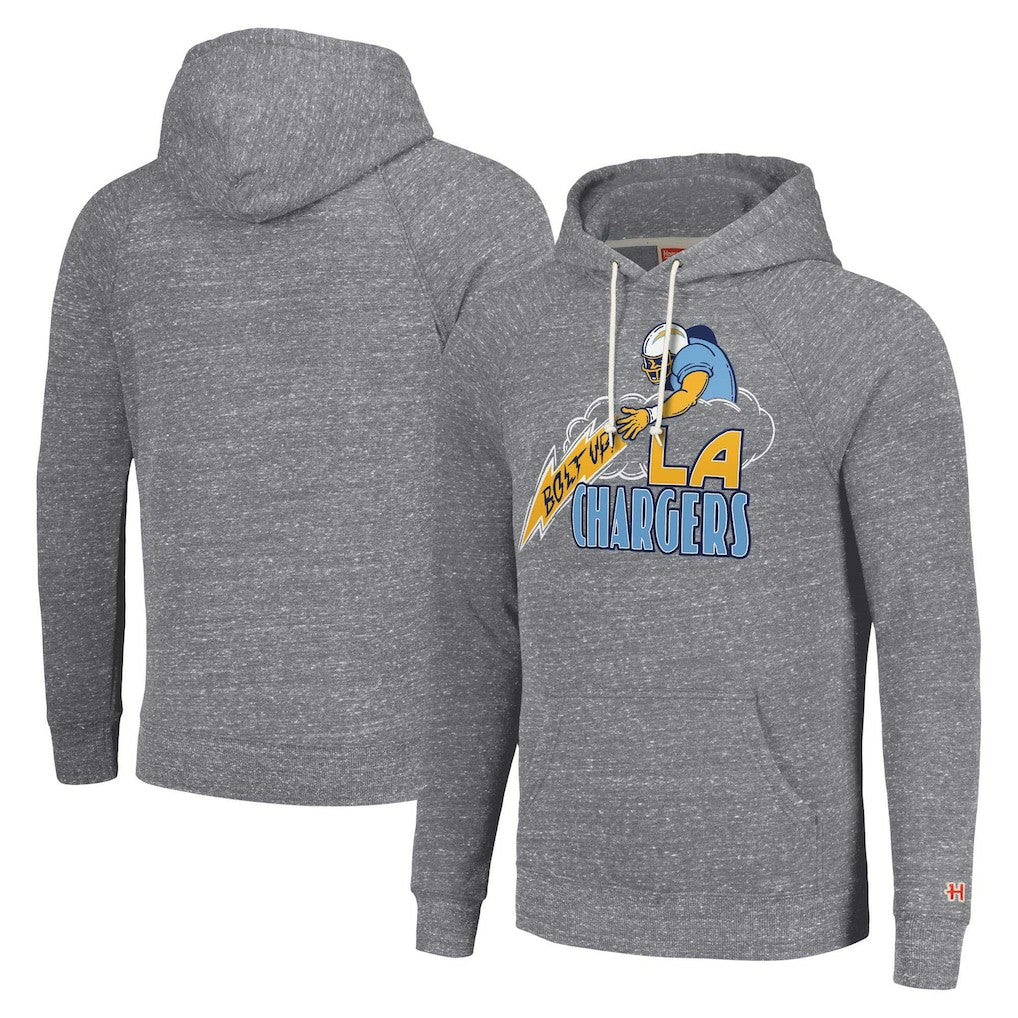Los Angeles Chargers Homage Unisex Hyperlocal Raglan Pullover Hoodie Gray