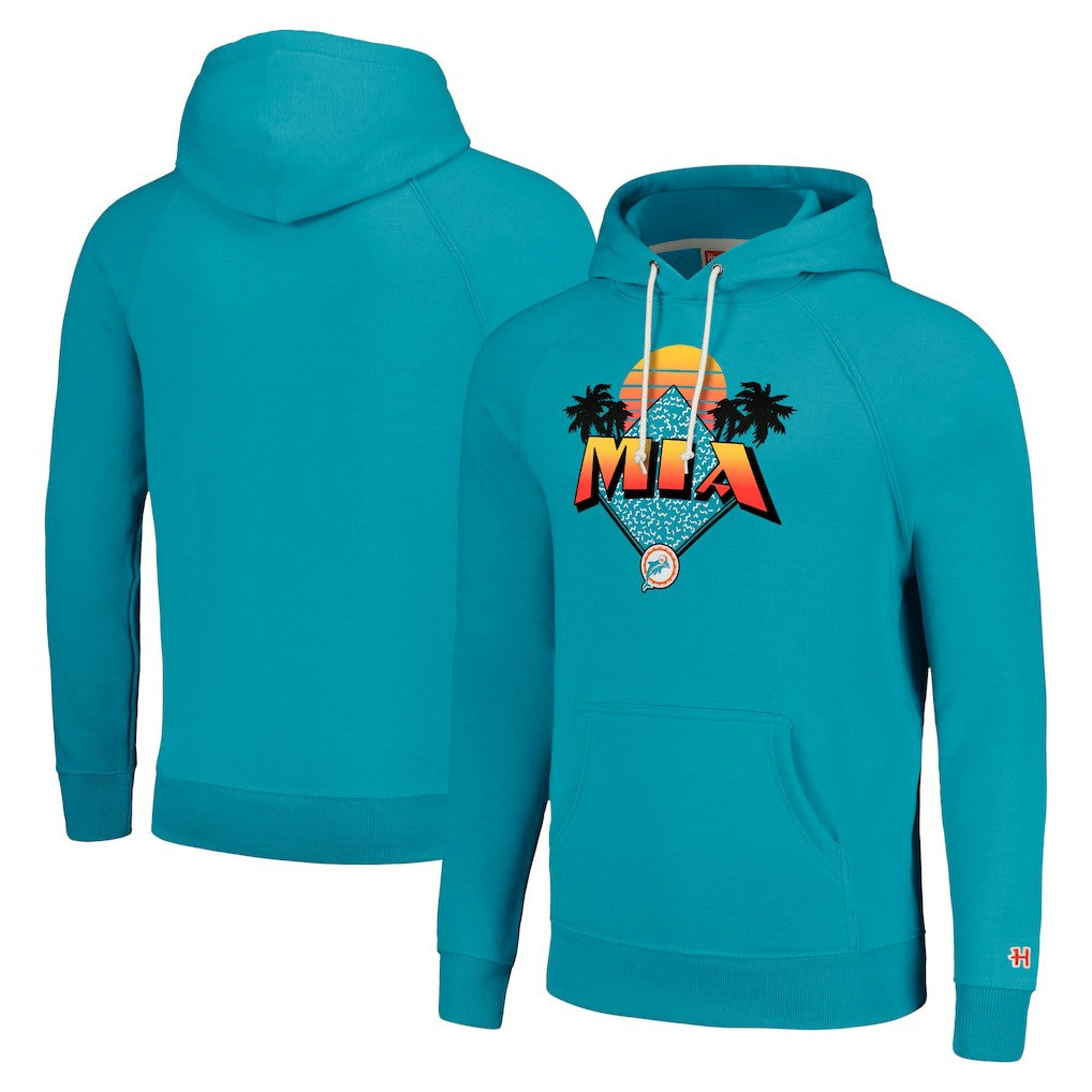 Miami Dolphins Homage Unisex Hyperlocal Raglan Pullover Hoodie Aqua