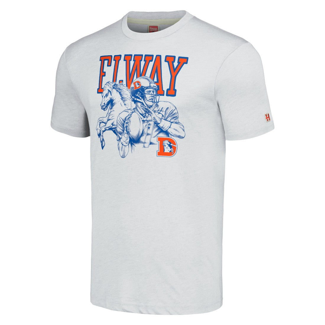 John Elway Denver Broncos Homage Unisex Unisex Caricature Retired Player Tri-Blend T-Shirt Ash