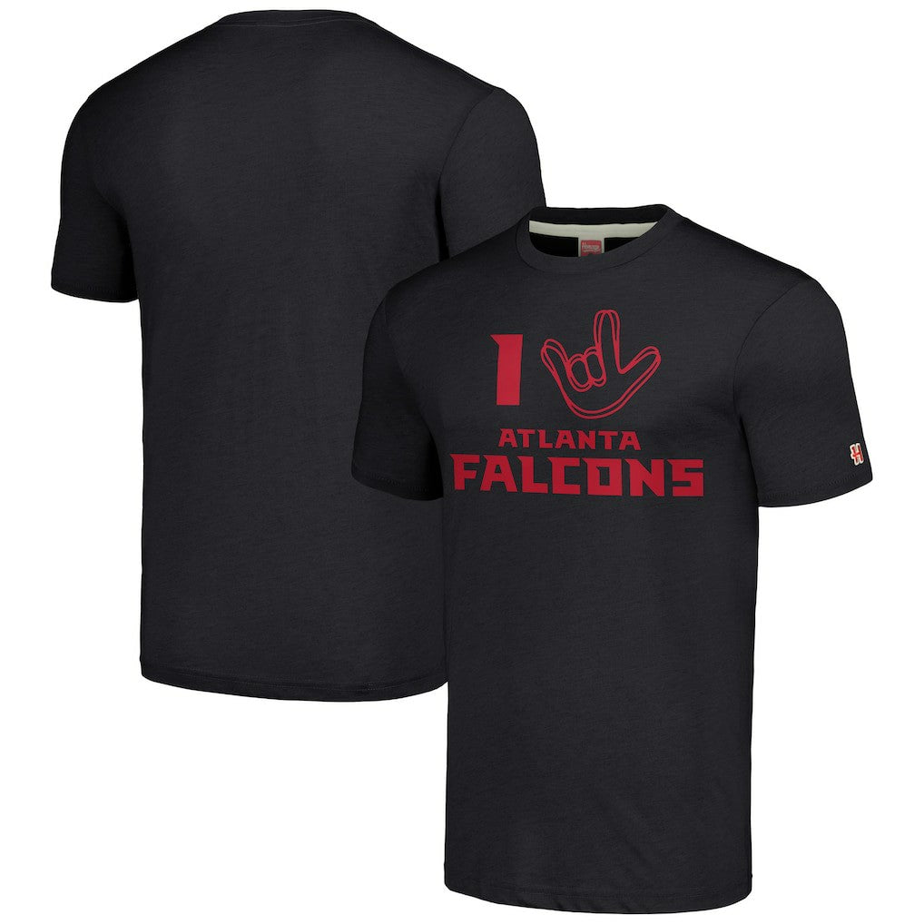 Atlanta Falcons Homage Unisex The NFL ASL Collection by Love Sign Tri-Blend T-Shirt Charcoal