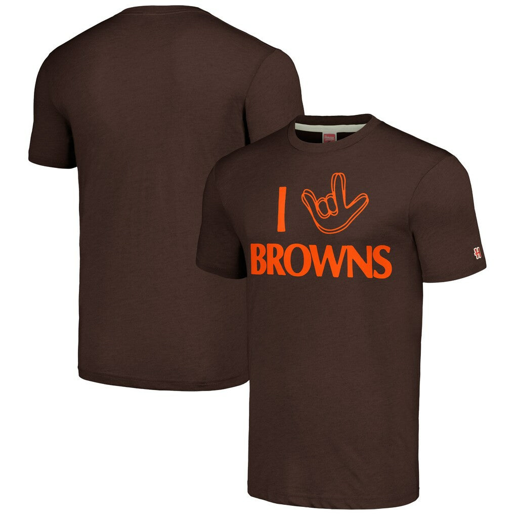 Cleveland Browns Homage Unisex The NFL ASL Collection by Love Sign Tri-Blend T-Shirt Brown