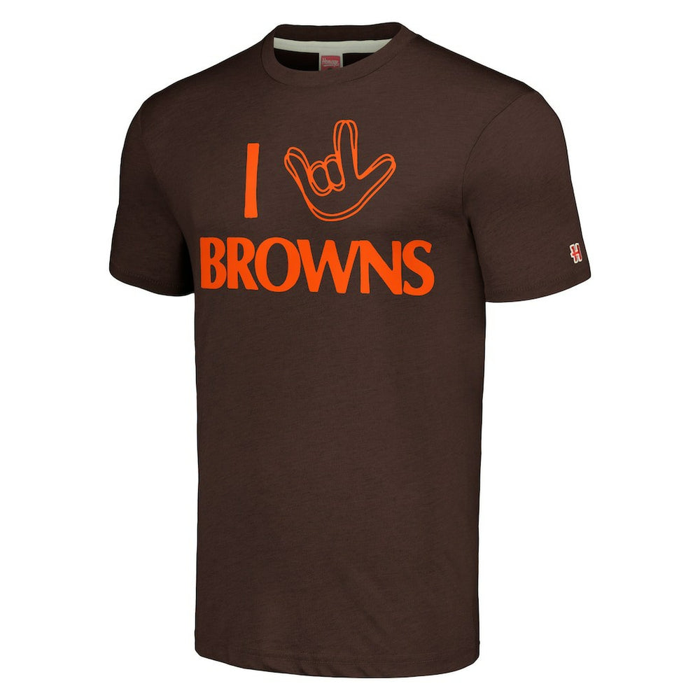 Cleveland Browns Homage Unisex The NFL ASL Collection by Love Sign Tri-Blend T-Shirt Brown