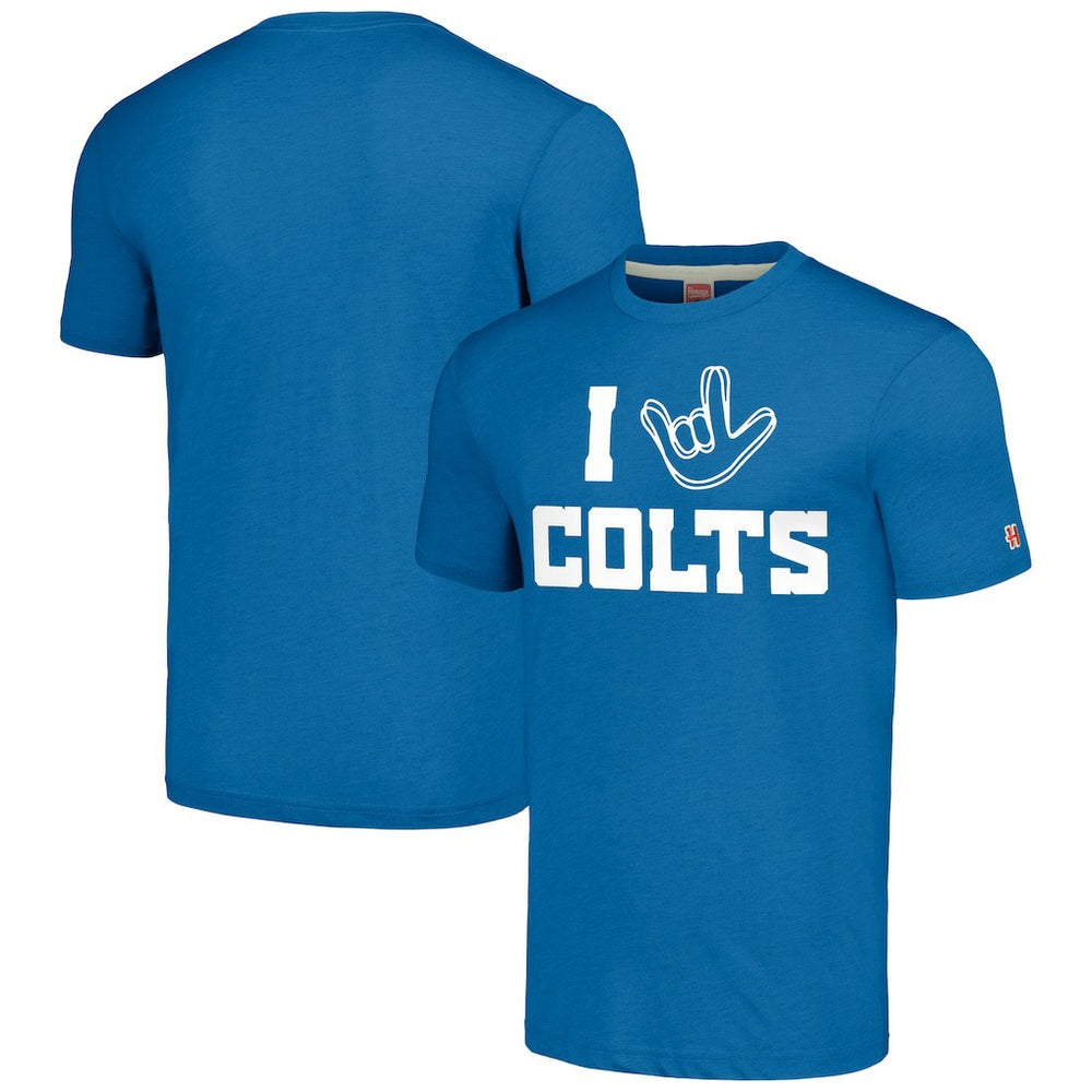 Indianapolis Colts Homage Unisex The NFL ASL Collection by Love Sign Tri-Blend T-Shirt Royal