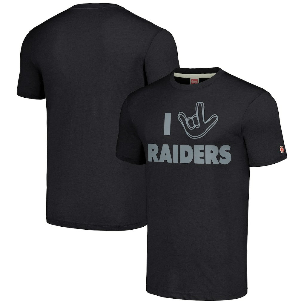 Las Vegas Raiders Homage Unisex The NFL ASL Collection by Love Sign Tri-Blend T-Shirt Charcoal