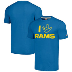 Los Angeles Rams Homage Unisex The NFL ASL Collection by Love Sign Tri-Blend T-Shirt Royal