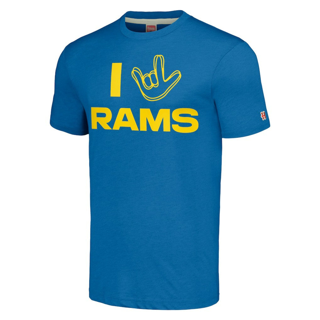Los Angeles Rams Homage Unisex The NFL ASL Collection by Love Sign Tri-Blend T-Shirt Royal
